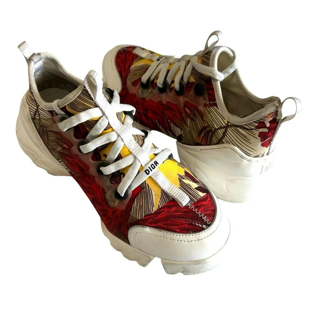 Christian Dior D Connect Chunky Floral Slip on Lace Sneaker 07-10N Size 37-38 - Picture 4 of 16